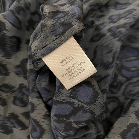 Rebecca Taylor Women Leopard Print Tunic mini dress Boat Neck Silk blue gray 10 - Picture 8 of 9